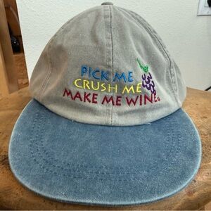 Vintage 80s Hat Pick Me Crush Me Make Me Wine with Adjustable Leather Strap ~ OS